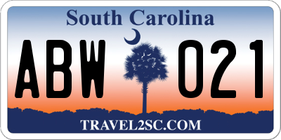 SC license plate ABW021
