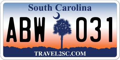 SC license plate ABW031