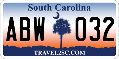 SC license plate ABW032