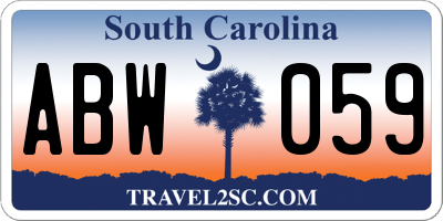 SC license plate ABW059