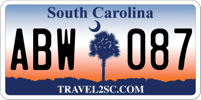 SC license plate ABW087