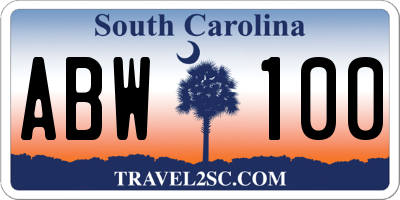 SC license plate ABW100
