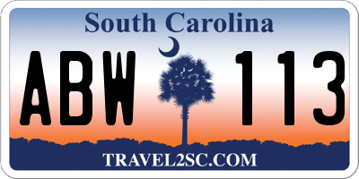 SC license plate ABW113