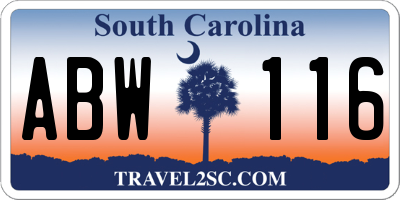 SC license plate ABW116