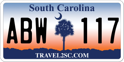 SC license plate ABW117