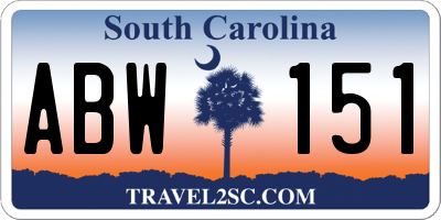 SC license plate ABW151