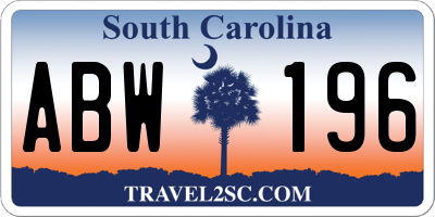 SC license plate ABW196