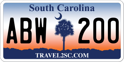 SC license plate ABW200