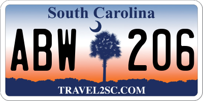 SC license plate ABW206