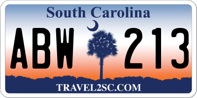 SC license plate ABW213