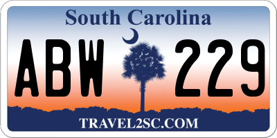 SC license plate ABW229