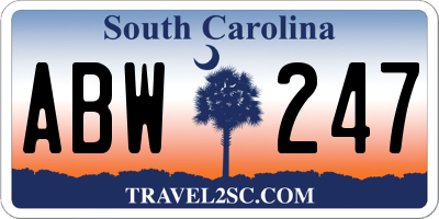 SC license plate ABW247