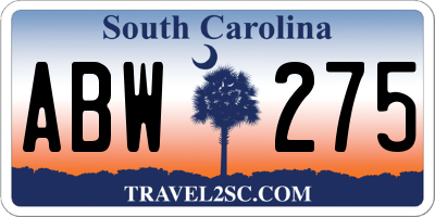 SC license plate ABW275