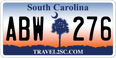 SC license plate ABW276