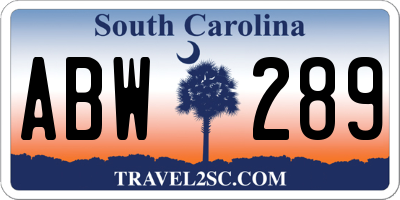 SC license plate ABW289