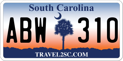 SC license plate ABW310