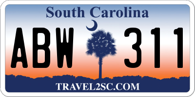 SC license plate ABW311