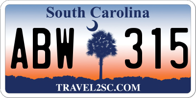 SC license plate ABW315