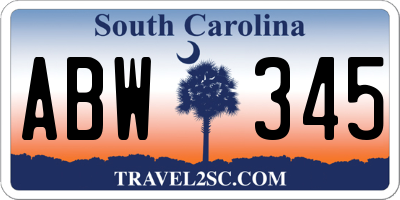 SC license plate ABW345