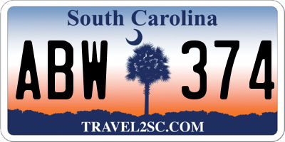 SC license plate ABW374