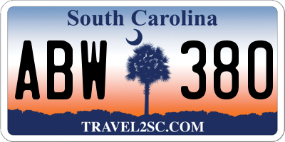 SC license plate ABW380