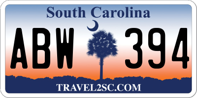 SC license plate ABW394