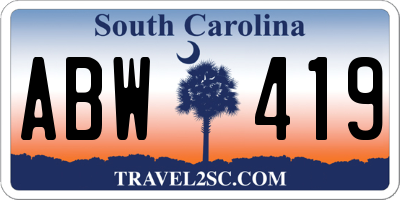 SC license plate ABW419