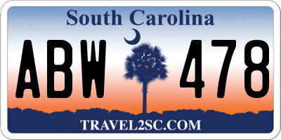 SC license plate ABW478