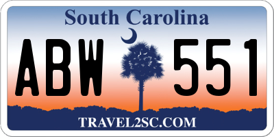 SC license plate ABW551
