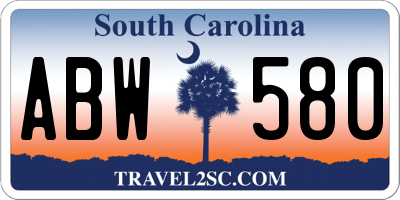 SC license plate ABW580