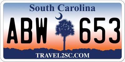 SC license plate ABW653