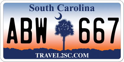 SC license plate ABW667