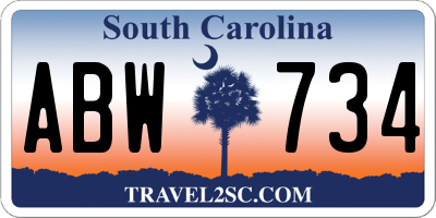 SC license plate ABW734