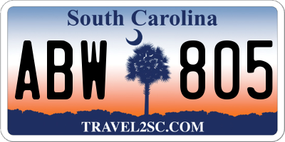 SC license plate ABW805