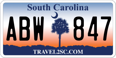 SC license plate ABW847