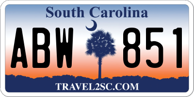 SC license plate ABW851