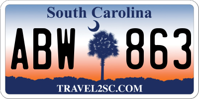 SC license plate ABW863