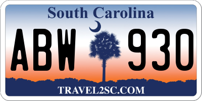 SC license plate ABW930