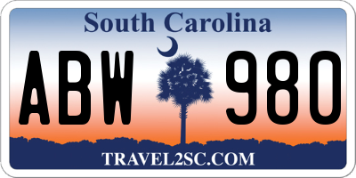 SC license plate ABW980