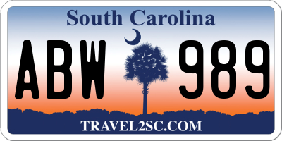 SC license plate ABW989