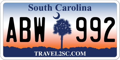 SC license plate ABW992
