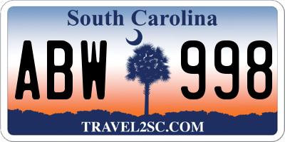 SC license plate ABW998