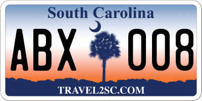 SC license plate ABX008