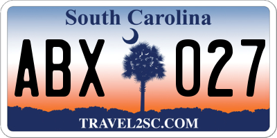 SC license plate ABX027