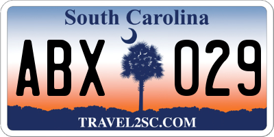 SC license plate ABX029