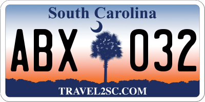 SC license plate ABX032
