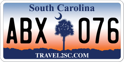SC license plate ABX076