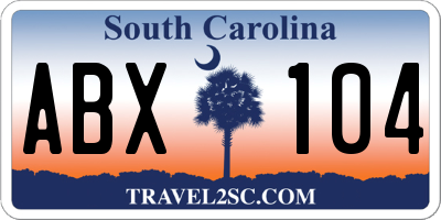 SC license plate ABX104