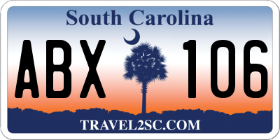 SC license plate ABX106