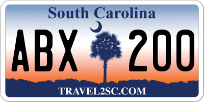 SC license plate ABX200
